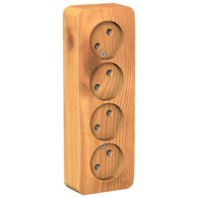 Systeme Electric Blanca наруж Ясень Розетка 4-ая б/з без шторок 16А, 250В, изолир. пластина