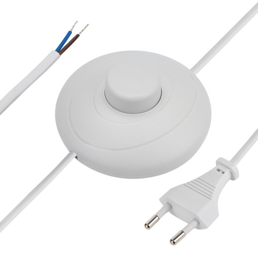 Шнур сетевой с напольным переключателем 2x0,75 мм² 2,5м белый REXANT