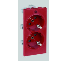 Simon Connect Красная Розетка двойная 2P+E Schuko, 16А 250В, Cima-модуль 52x108 мм