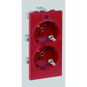Simon Connect Красная Розетка двойная 2P+E Schuko, 16А 250В, Cima-модуль 52x108 мм