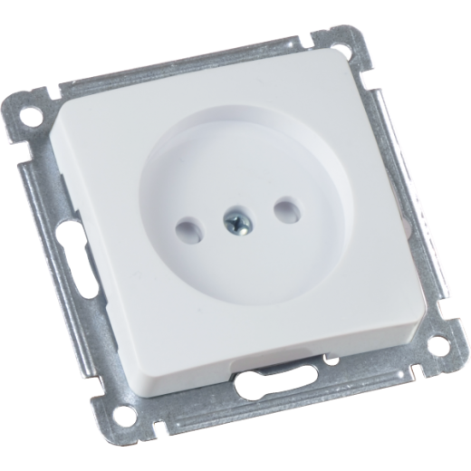 РС16-402 Розетка скрытой установки, одноместная, со шторкой, механизм, цвет белый