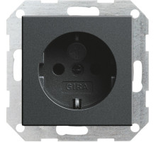 Gira S-55 Антрацит Розетка с з/к без распорных захватов, с затвором (shutter) и символом