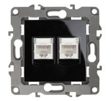 ЭРА Розетка Серия 12 12-3108-06 информационная двойная 2XRJ45 IP20 чёрный