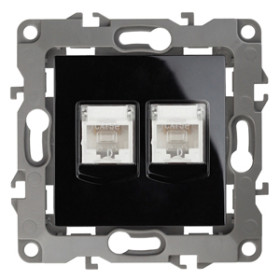 ЭРА Розетка Серия 12 12-3108-06 информационная двойная 2XRJ45 IP20 чёрный