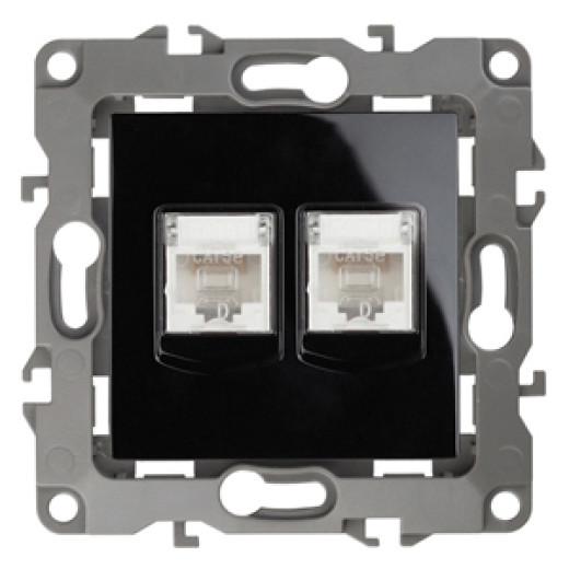 Розетка ЭРА Серия 12 12-3108-06 информационная двойная 2XRJ45 IP20 чёрный