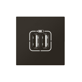 Legrand Mosaiс Розетка USB А+А для зарядки двойная - Программа Mosaic - 2 модуля - матовая черная.