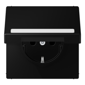 JUNG LS 990 Черный матовый Розетка с крышкой, с полем для надписи, SCHUKO
