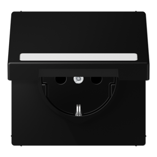 Розетка SCHUKO® с крышкой, с полем для надписи, термопласт, черный матовый