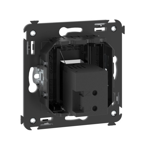 USB 2.0 розетка одинарная в стену, тип А-А, Avanti, черный матовый