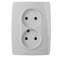 ЭРА Розетка Серия 12 12-2107-01 двойная без заземления 2X2P 16A-250В IP20 белый