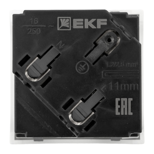 Розетка 45x45 с зазем. 45 градусов, быстрозажимные клеммы, белая EKF