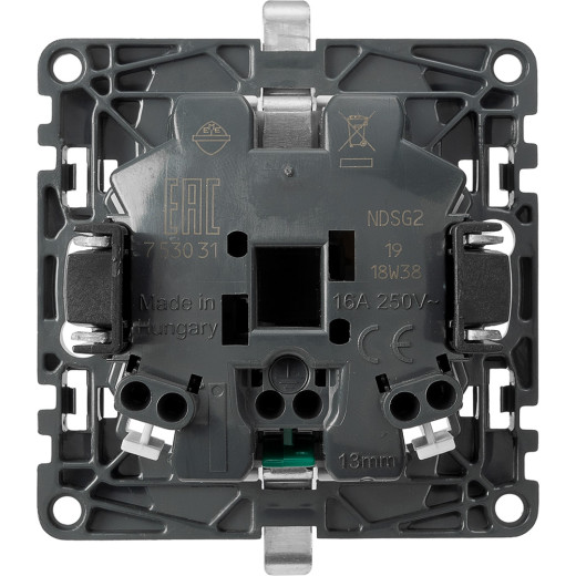 Valena IN'MATIC.Силовая розетка двойная 2х2К+З 16А 250В.С защитными шторками.Безвинтовые зажимы