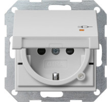 Gira Вставка розетки с крышкой, с затвором (shutter) и символом  и контрольным светодиодным индикатором