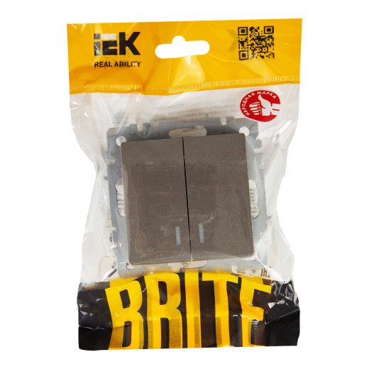 BRITE Выключ. 2-кл. с инд. 10А ВС10-2-1-БрС сталь IEK