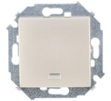 Simon 15 Шампань Выключатель кнопочный с подсветкой, 16А, 250В, винт.зажим