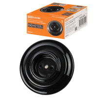 TDM Розетка скрытой установки фарфоровая 2П 10А 250В черная «Болонь»