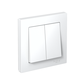 Systeme Electric AtlasDesign Бел Выключатель 2-клавишный сх.5, 10АХ, в сборе