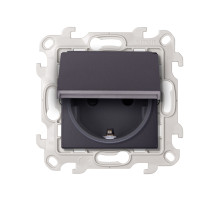 Simon 24 Графит Розетка 2К+3 Sсhuko IP44 c крышкой и защитными шторками