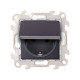 Розетка 2К+3 Sсhuko IP44 c крышкой и защитными шторками, графит