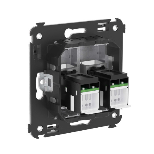 Компьютерная розетка RJ-45 в стену, кат.6А двойная, Avanti, закаленная сталь