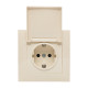 Валенсия розетка 1-местная с/з 16А кремовая с крышкой и защ. штор. EKF