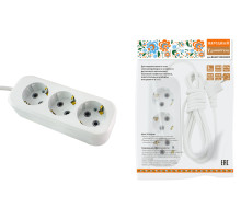 TDM Удлинитель 3 гнезда, 3 метра, с/з, 10 А, 2300 Вт, белый, НАРОДНЫЙ У1-32049