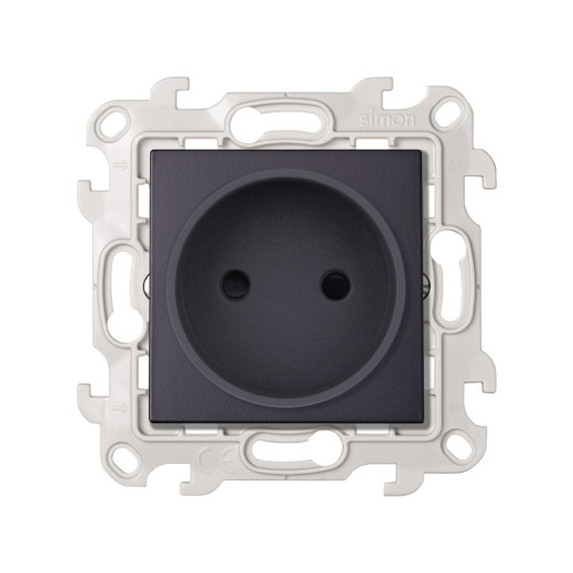 Розетка 2К с защитными шторками, графит