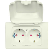 Anam Legrand Selix Беж Накладка розетки 2-ой с выпуклой крышкой гориз (для розеток с широким супп.)