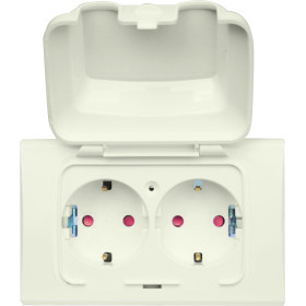 Anam Legrand Selix Беж Накладка розетки 2-ой с выпуклой крышкой гориз (для розеток с широким супп.)