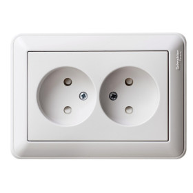 Systeme Electric Wessen 59 Бел Розетка 2-ая б/з (в сборе, с рамкой)