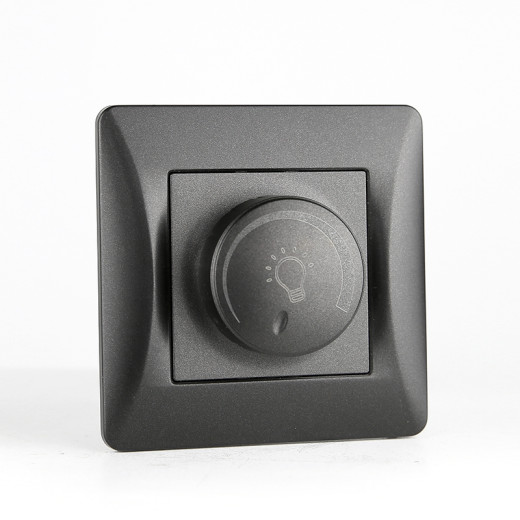 Светорегулятор поворотный (диммер) для светодиодных ламп, 2 направления, 125-250V, 200W (антрацит)