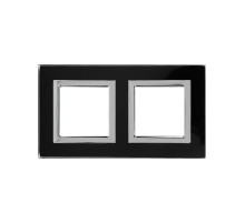 DKC Avanti Рамка из натурального стекла, черная, 2 поста (4 мод.)