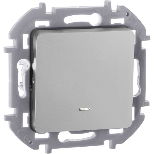 Переключатель одноклавишный с подсветкой/индикацией - Legrand/Daccord Inspiria - 10АХ 250В безвинтовые зажимы - алюминий