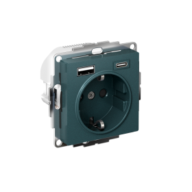 Systeme Electric AtlasDesign Изумруд Розетка 16А с USB A+С (5В/2,4А/3 А, 2х5В/1,5А), мех