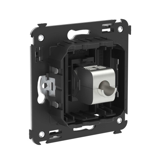 Компьютерная розетка RJ-45 без шторки в стену, кат.5e одинарная экранированная, Avanti, черный матовый