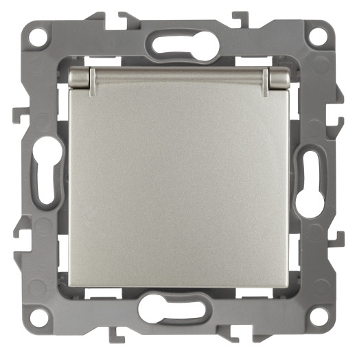 Розетка ЭРА Серия 12 12-2103-15 2P+E Schuko со шторками с крышкой 16A-250В IP20 перламутр