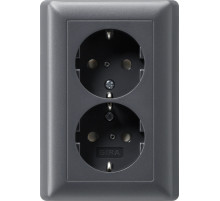 Gira S-55 Антрацит Розетка 2-я с/з с пиктограммой