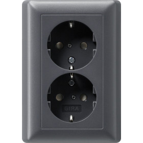Gira S-55 Антрацит Розетка 2-я с/з с пиктограммой