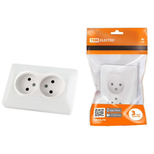 Розетка двойная 2П 10А 250В белая 