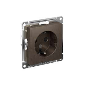 Systeme Electric AtlasDesign Мокко Розетка с/з со шторками, 16А, механизм