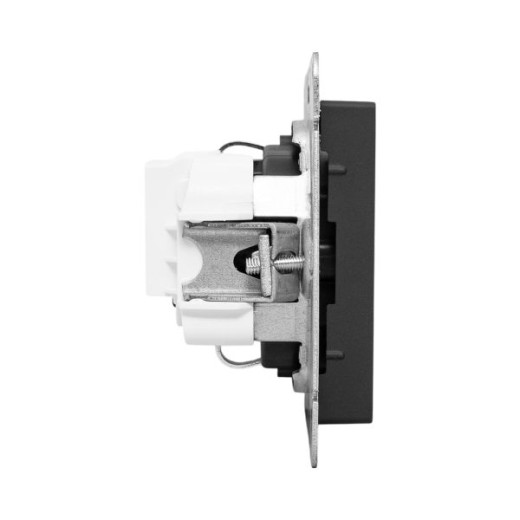 Механизм розетки, 16А, с заземлением, со шторками, чёрный Эпика EKF