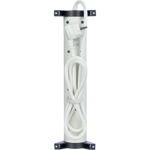 Удлинитель с заземлением Legrand 3 розетки с кабелем 1,5 м., с 2xUSB A+C (3А) зарядками, защитой от импульсных перенапряжений, кнопкой включения и поворотным основанием, цвет: бело-черный