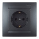 Розетка с заземлением 2P+E, 16А, 250В, винт. зажим, графит