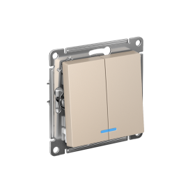 Systeme Electric AtlasDesign Песочный Выключатель 2-клавишный с подсвет.,сх.5а, 10АХ,мех., быстрозажим. клем.