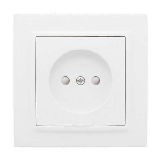 Минск Розетка 1-местная СП без заземления, 10 А, с защ.штор., белая EKF Basic