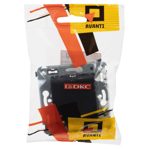 Выключатель двухклавишный в стену, Avanti, черный квадрат