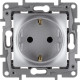 Розетка с заземлением - Legrand Etika - без шторок 16А 250В винтовые зажимы - алюминий
