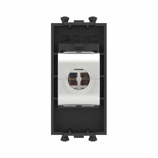 Компьютерная розетка RJ-45 без шторки модульная, кат.6 экранированная, Avanti, черный матовый, 1 модуль