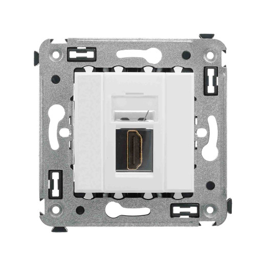 HDMI розетка одинарная в стену, тип А-А, Avanti, белое облако