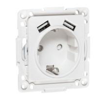EKF Стокгольм Механизм Розетки 1-местной с/з, USB 2A 16А винтовые клеммы белый с защ. штор..